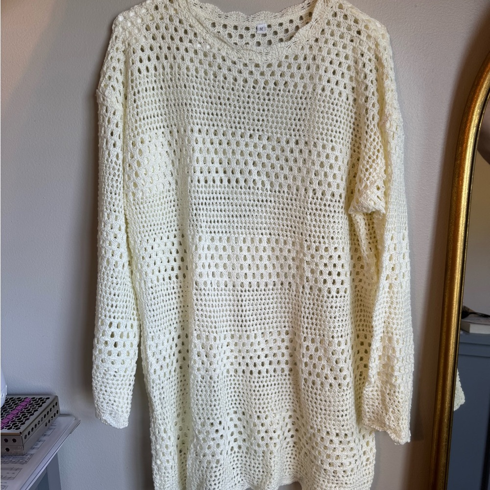 Chic Cream Knit Beach Coverup